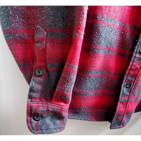 ORVIS Shacket Men's MED Plaid Red/ Grey Flannel  Shirt Side/Front Pockets - Picture 8 of 14